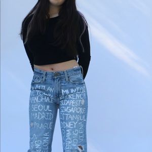 COPY - 🌼Hand painted city and skyline jeans